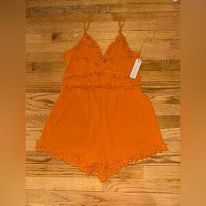 Iris Vibrant Orange Ruffled Pajama Set